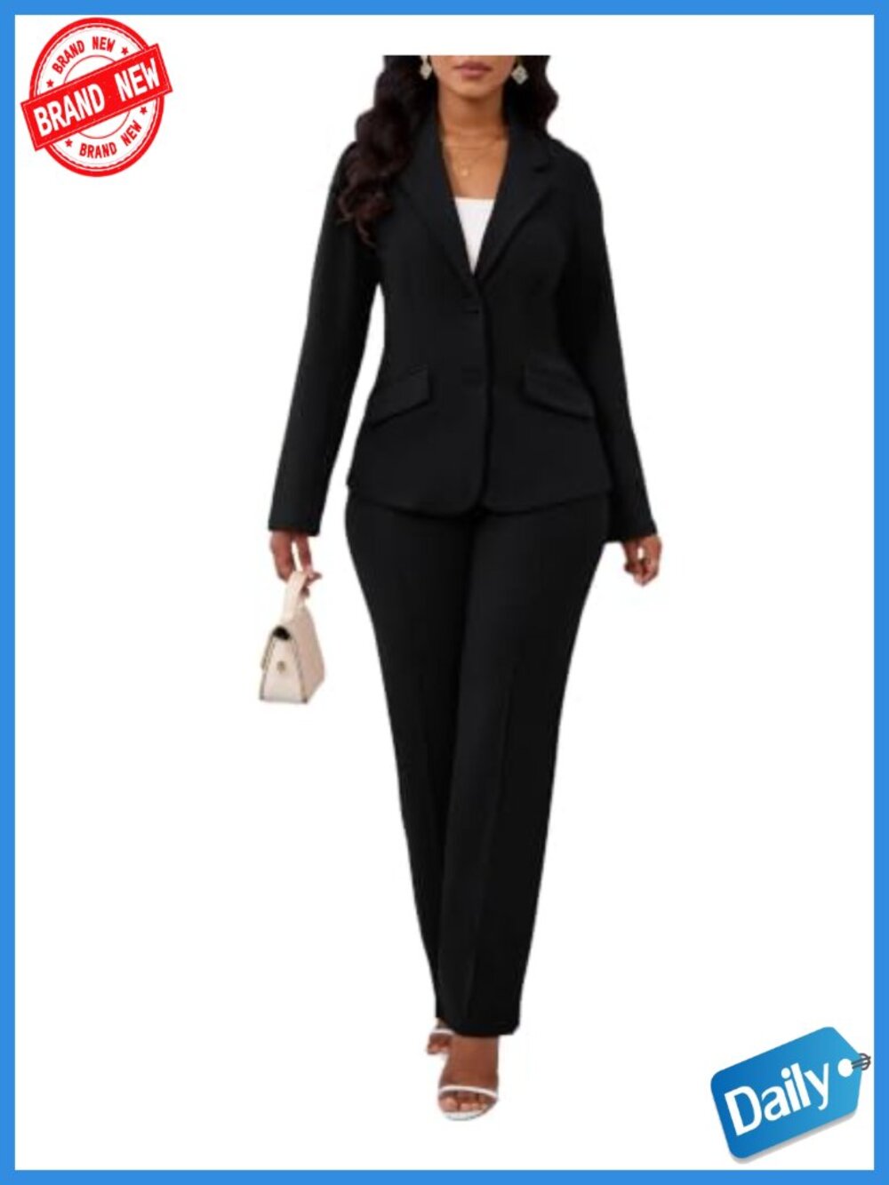 Women's Suit Set 2 Piece Blazer Pant Set High Stretch Office Workwear
